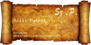Szili Patrik névjegykártya